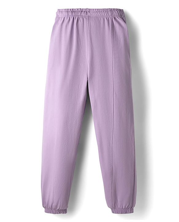Pine Kids Cotton Knit Full Length Lounge Pant with Button Detailing - Lavender