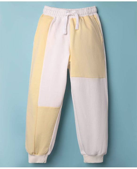 Pine Kids 100% Cotton Full Length Cut & Sew Lounge Pant - Light Yellow & White
