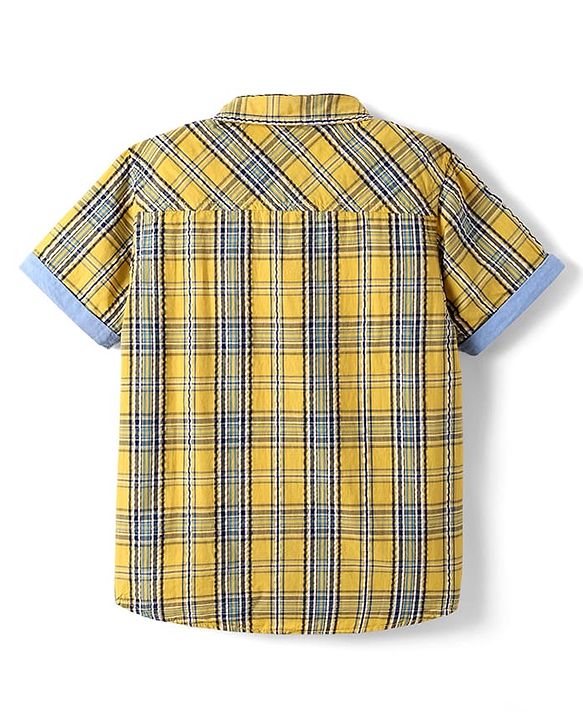 Pine Kids Cotton Woven Half Sleeves Checks Shirt - Yellow