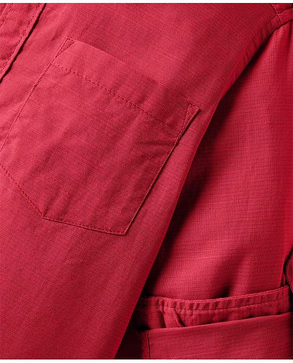 Pine Kids 100% Cotton Full Sleeves Solid Coloured Shirt With Mandarin Collar - Red