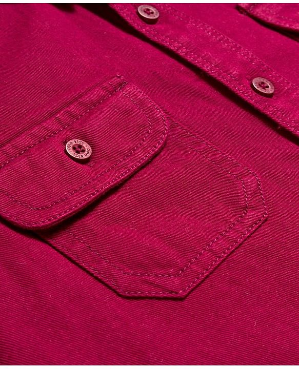 Pine Kids Cotton Woven Full Sleeves Solid Colour Shirt - Maroon