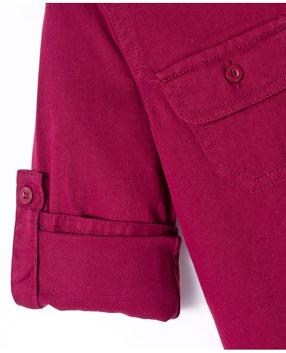 Pine Kids Cotton Woven Full Sleeves Solid Colour Shirt - Maroon