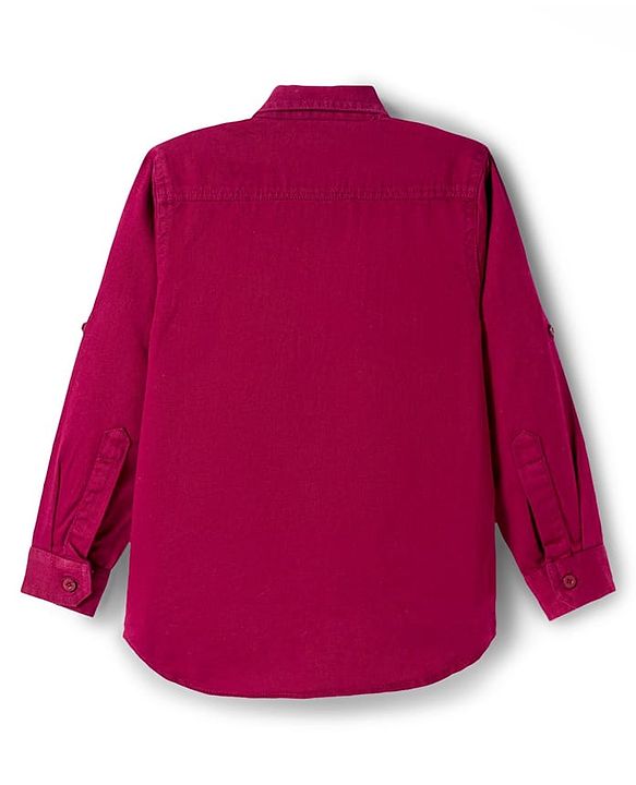 Pine Kids Cotton Woven Full Sleeves Solid Colour Shirt - Maroon