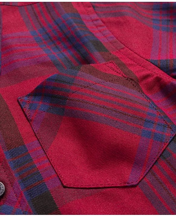 Pine Kids Cotton Woven Full Sleeves Hooded Shirt With Checks - Red