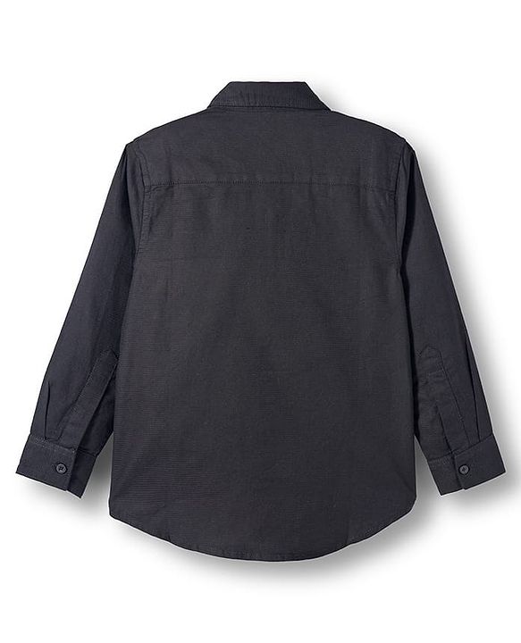 Pine Kids Cotton Woven Full Sleeves Shirt With Printed T-Shirt - Black
