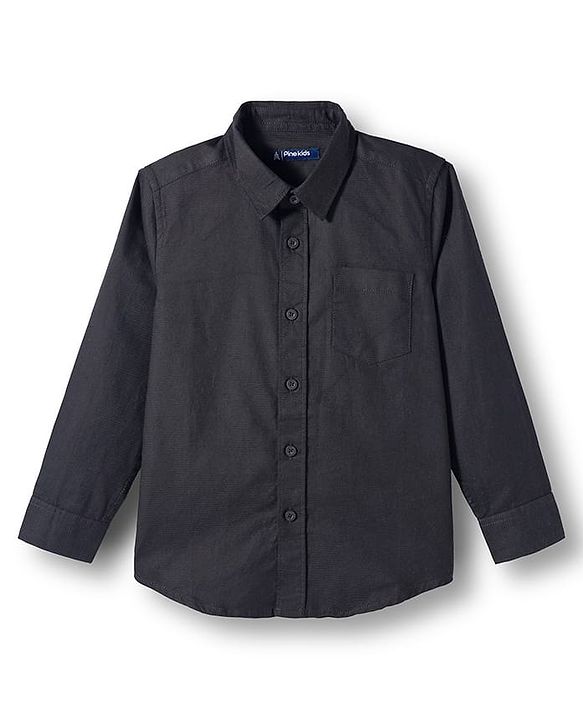 Pine Kids Cotton Woven Full Sleeves Shirt With Printed T-Shirt - Black