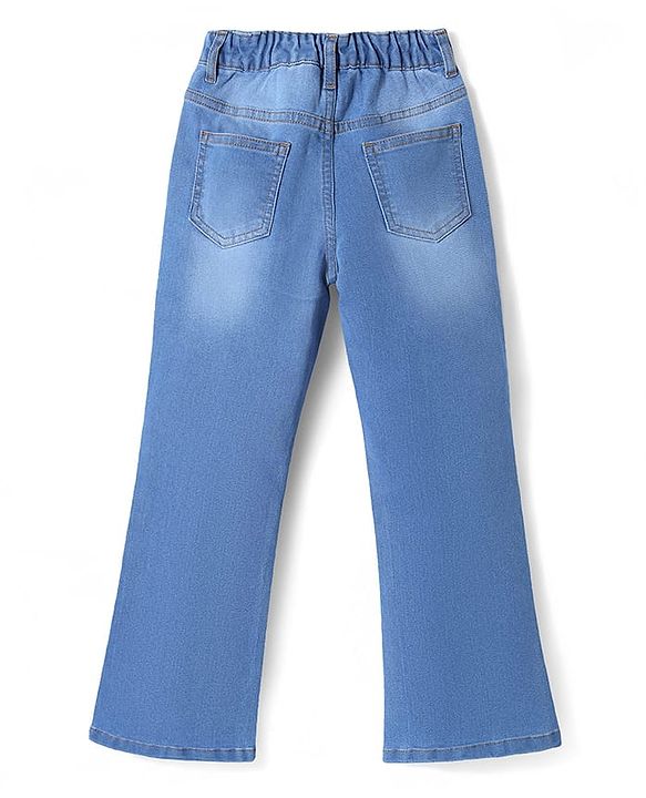 Pine Kids Woven Full Length Washed Denim Jeans - Light Blue