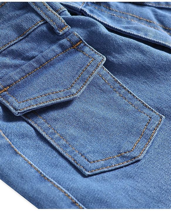 Pine Kids Woven Full Length Washed Denim Jeans - Light Blue