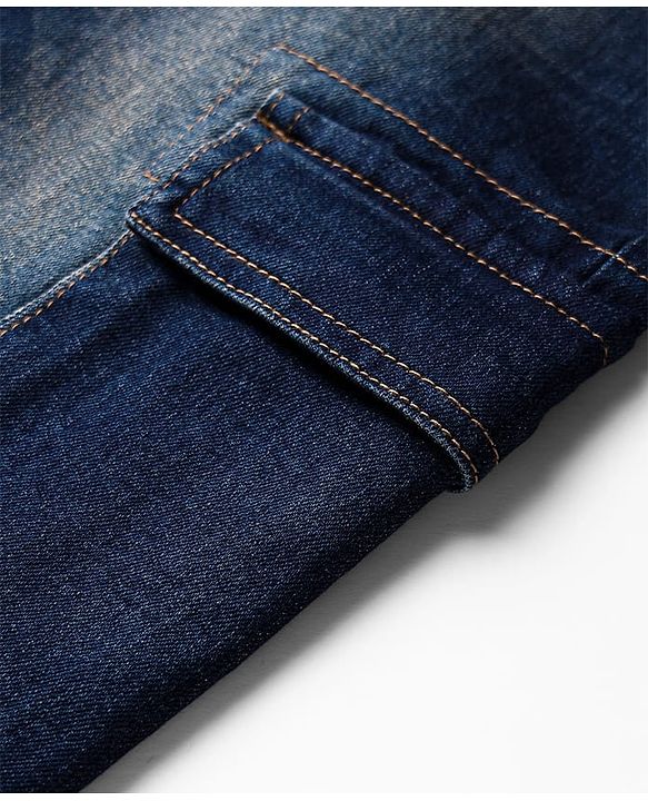 Pine Kids Denim Woven Full Length Washed Jeans With Pocket - Navy Blue