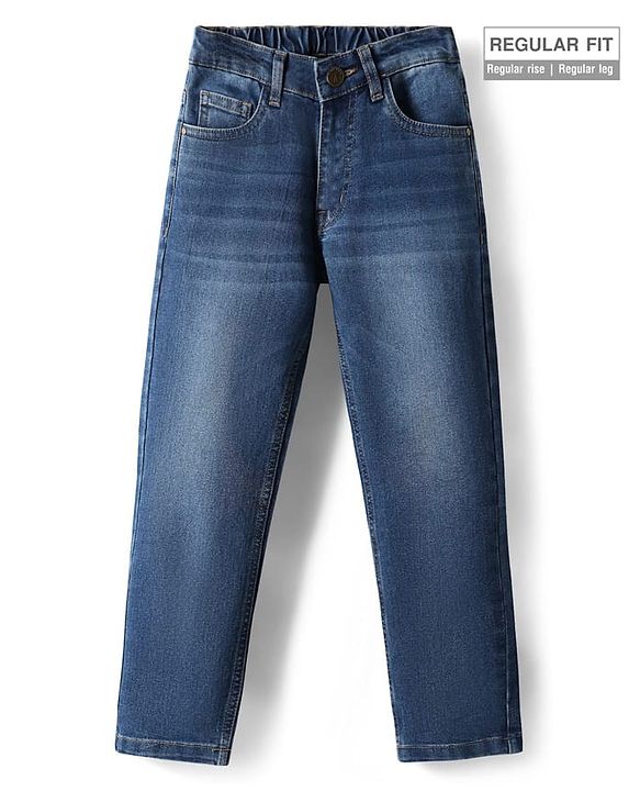 Pine Kids Denim Woven Full Length Washed Jeans - Navy Blue