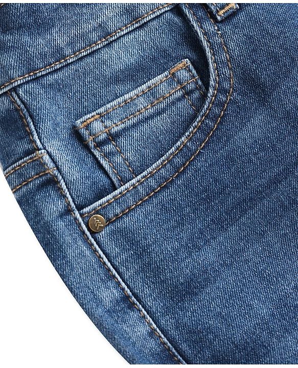 Pine Kids Denim Woven Full Length Washed Jeans - Navy Blue