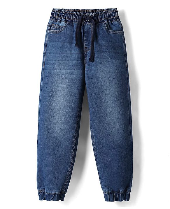 Pine Kids Denim Woven Full Length Washed Jeans - Navy Blue