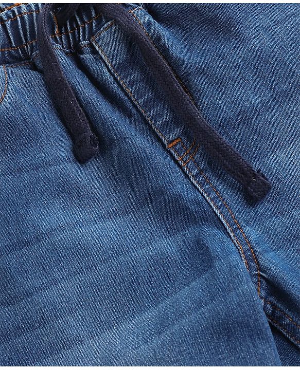 Pine Kids Denim Woven Full Length Washed Jeans - Navy Blue