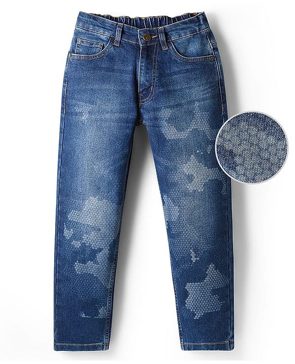Pine Kids Denim Woven Full Length Washed Jeans - Navy Blue