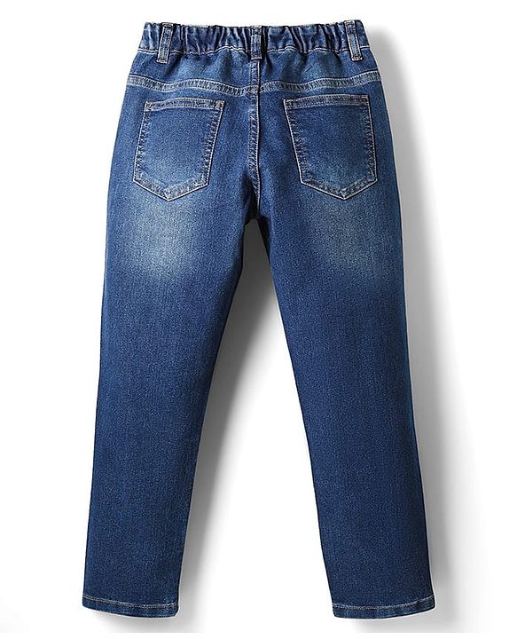 Pine Kids Denim Woven Full Length Washed Jeans - Navy Blue