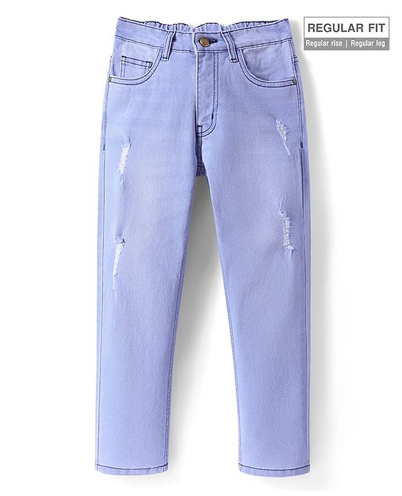 Pine Kids Denim Woven Full Length Washed Jeans - Blue