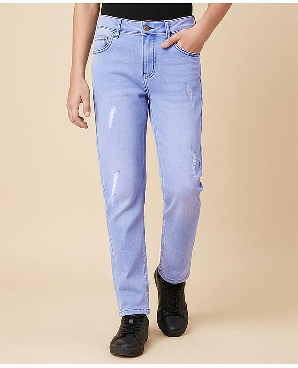 Pine Kids Denim Woven Full Length Washed Jeans - Blue