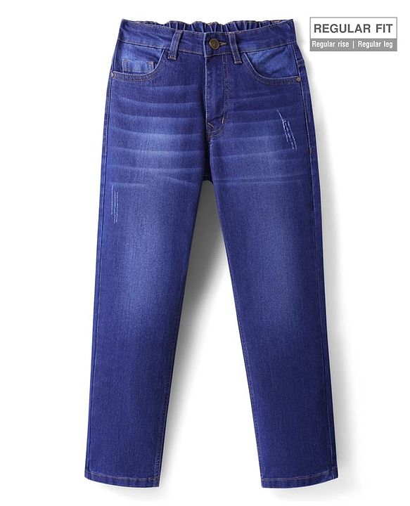 Pine Kids Denim Woven Full Length Washed Jeans - Navy Blue