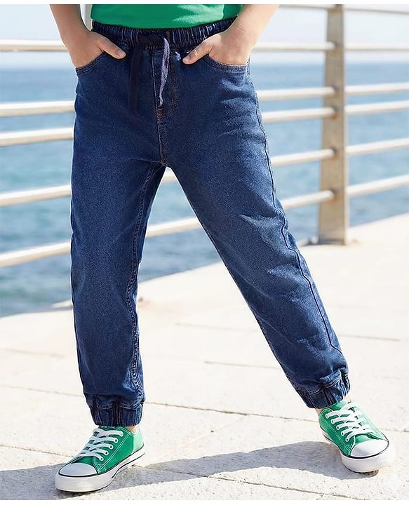 Pine Kids Denim Woven Full Length Washed Jeans - Navy Blue