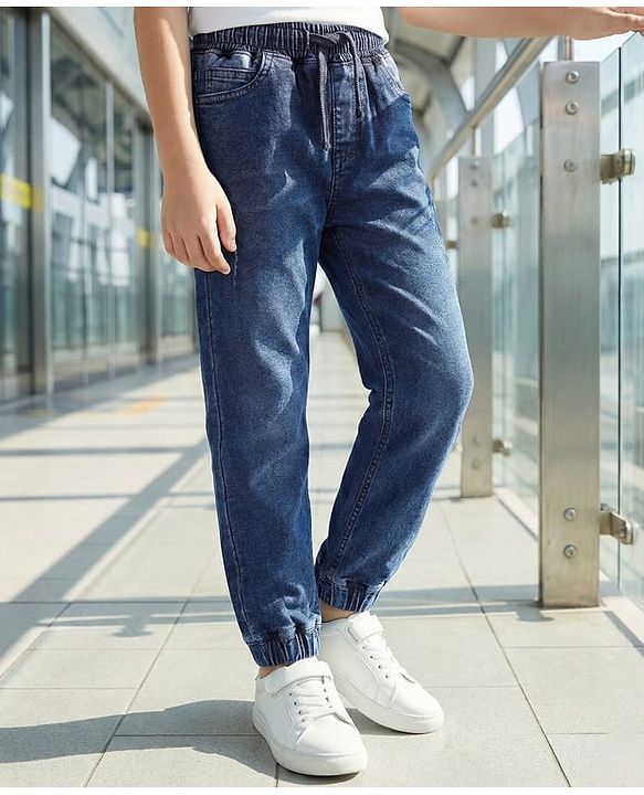 Pine Kids Denim Woven Full Length Washed Jeans - Blue