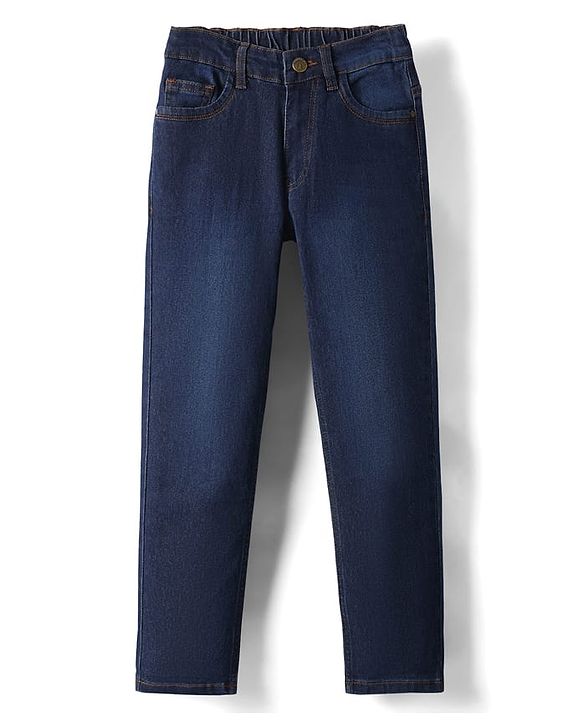 Pine Kids Denim Woven Full Length Washed Jeans - Navy Blue