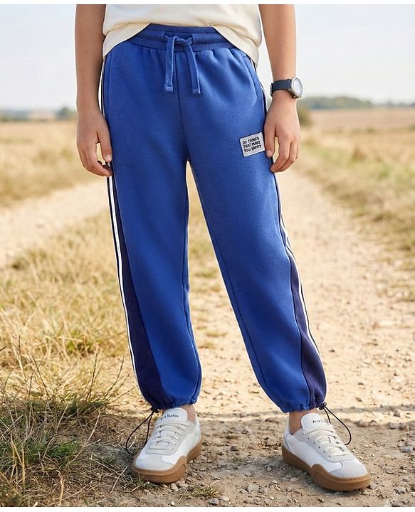 Pine Kids Knit Full Length Cut & Sew Track Pant with Tape Detailing - Blue