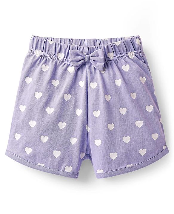 Babyhug Cotton Knit Frill Sleeves Shorts Night Suit With Unicorn Print - Lavender