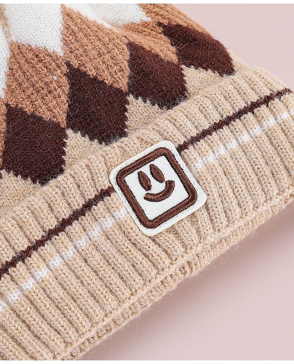 Babyhug Designed Woollen Cap Glove & Muffler Sets with Pom Pom Offwhite - Diameter 11 cm