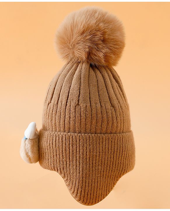 Babyhug Woollen Cap Mitten & Muffler Set with Teddy Embroidery & Applique Pink - Diameter 14 cm