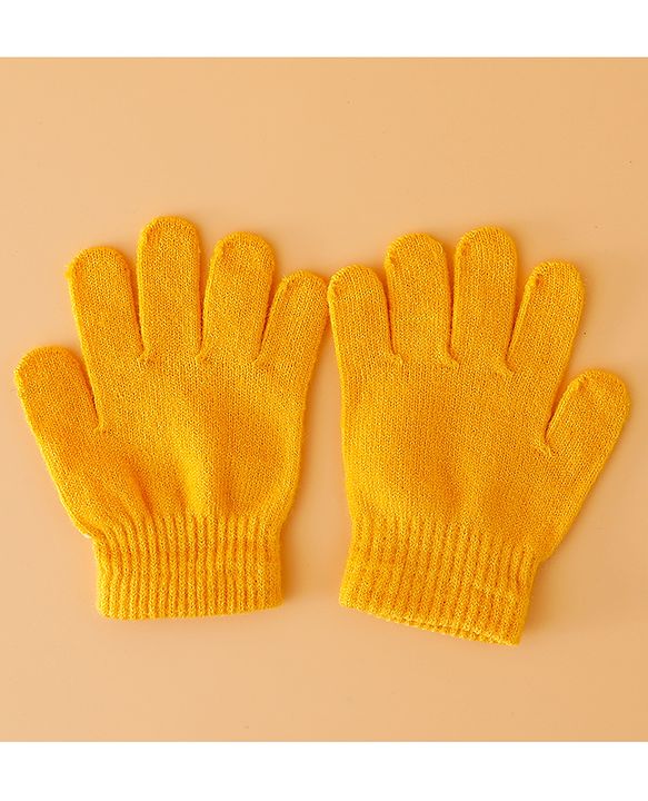 Babyhug Woollen Cap Mitten & Muffler Set with Teddy Embroidery & Applique Yellow - Diameter 12 cm
