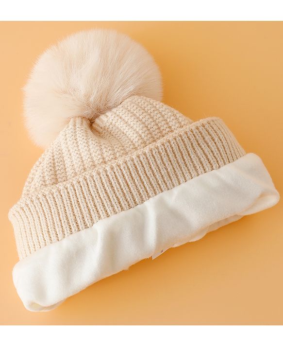 Babyhug Woollen Cap Mitten & Muffler Set with Teddy Embroidery & Applique Yellow - Diameter 12 cm