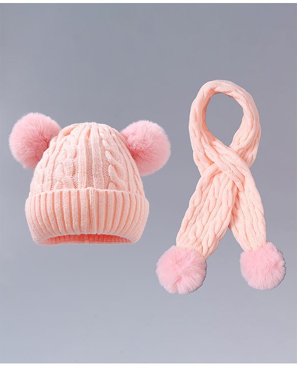 Babyhug Woollen Cap with Pompom - Multicolour