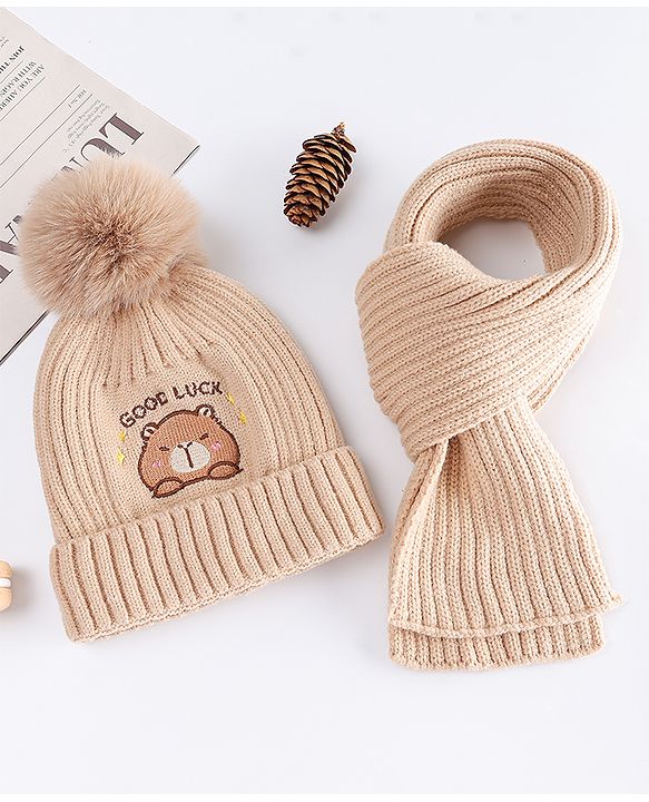 Babyhug Woollen Cap with Pompom - Multicolour main image 0