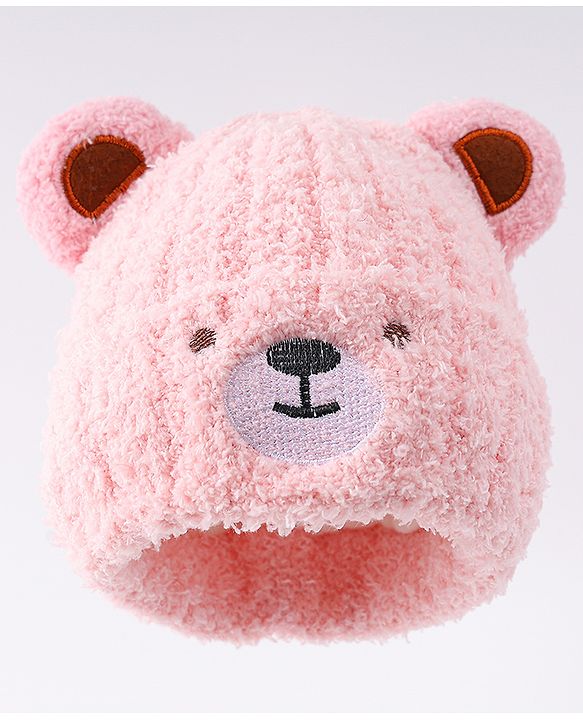 Babyhug Woollen Cap with Ear & Embroidery Blue - Diameter 12.5 cm