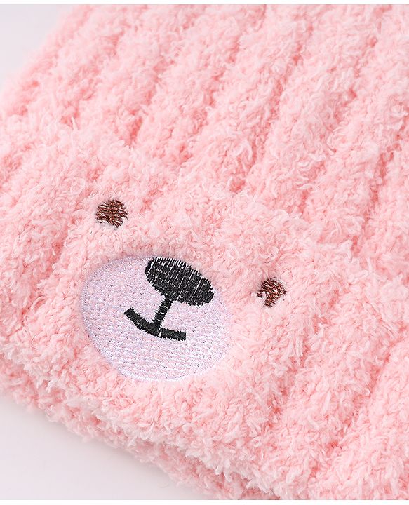 Babyhug Woollen Cap with Ear & Embroidery Blue - Diameter 12.5 cm