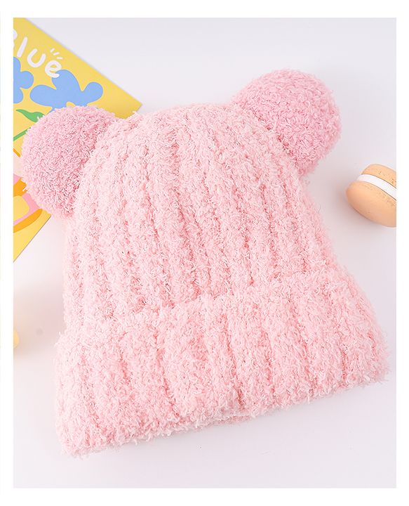 Babyhug Woollen Cap with Ear & Embroidery Blue - Diameter 12.5 cm