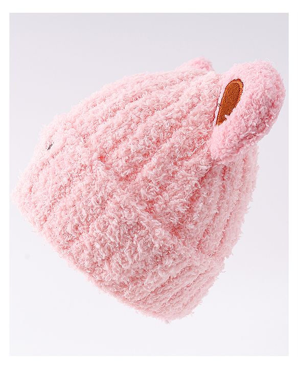 Babyhug Woollen Cap with Ear & Embroidery Blue - Diameter 12.5 cm
