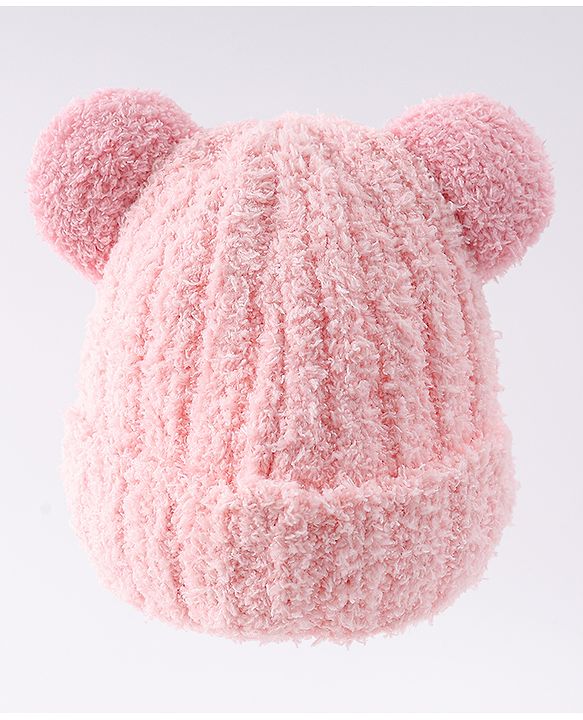 Babyhug Woollen Cap with Ear & Embroidery Blue - Diameter 12.5 cm