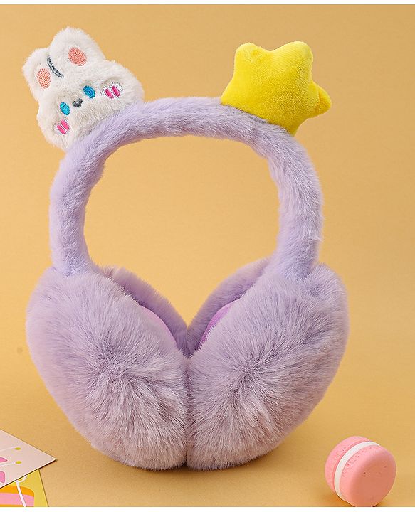 Babyhug Ear Muffs with Bunny & Star Applique - Purple
