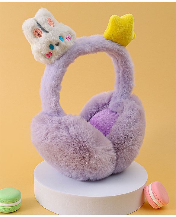 Babyhug Ear Muffs with Bunny & Star Applique - Purple