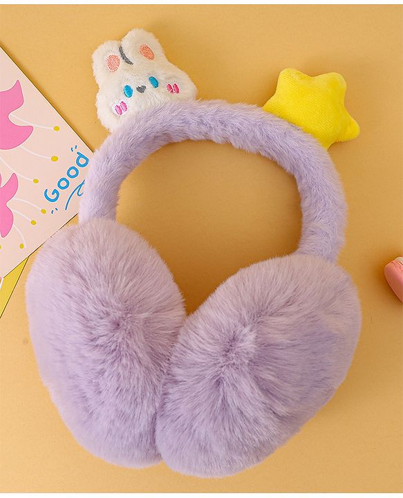 Babyhug Ear Muffs with Bunny & Star Applique - Purple