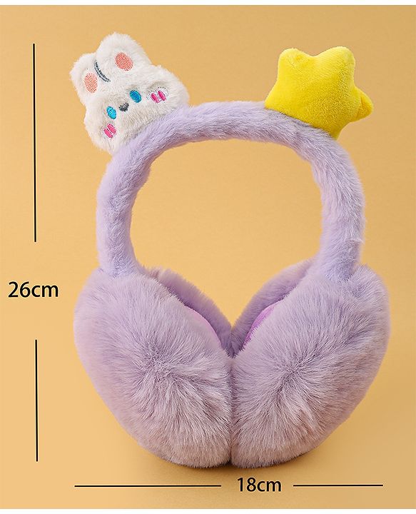 Babyhug Ear Muffs with Bunny & Star Applique - Purple