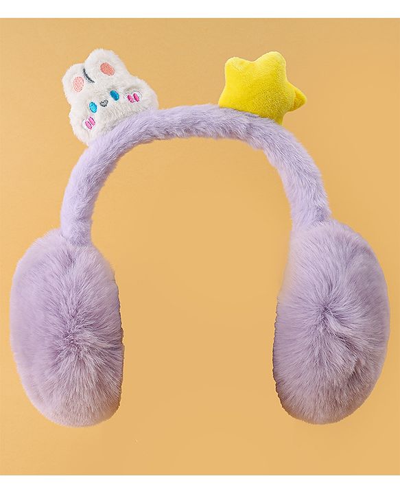 Babyhug Ear Muffs with Bunny & Star Applique - Purple