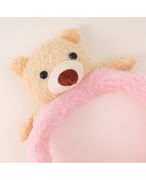 Babyhug Ear Muffs with Bear Applique - Pink