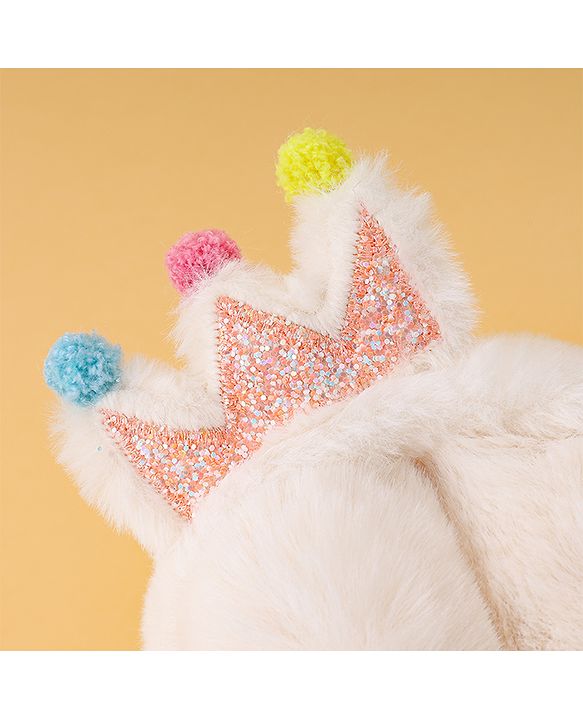 Babyhug Ear Muffs with Crown Applique - White