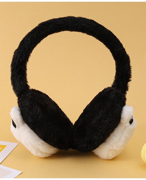 Babyhug Ear Muffs with Panda Design - White & Black