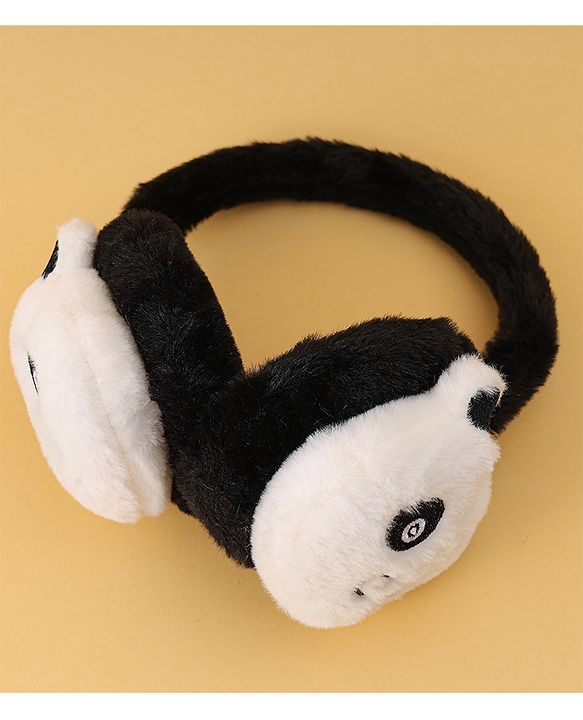 Babyhug Ear Muffs with Panda Design - White & Black