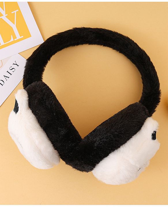 Babyhug Ear Muffs with Panda Design - White & Black