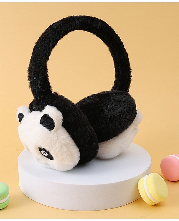 Babyhug Ear Muffs with Panda Design - White & Black