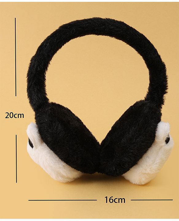 Babyhug Ear Muffs with Panda Design - White & Black